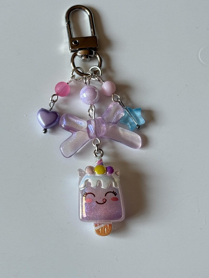 Handmade magical Kawaii keychains, macaron beads, shimmering keychains