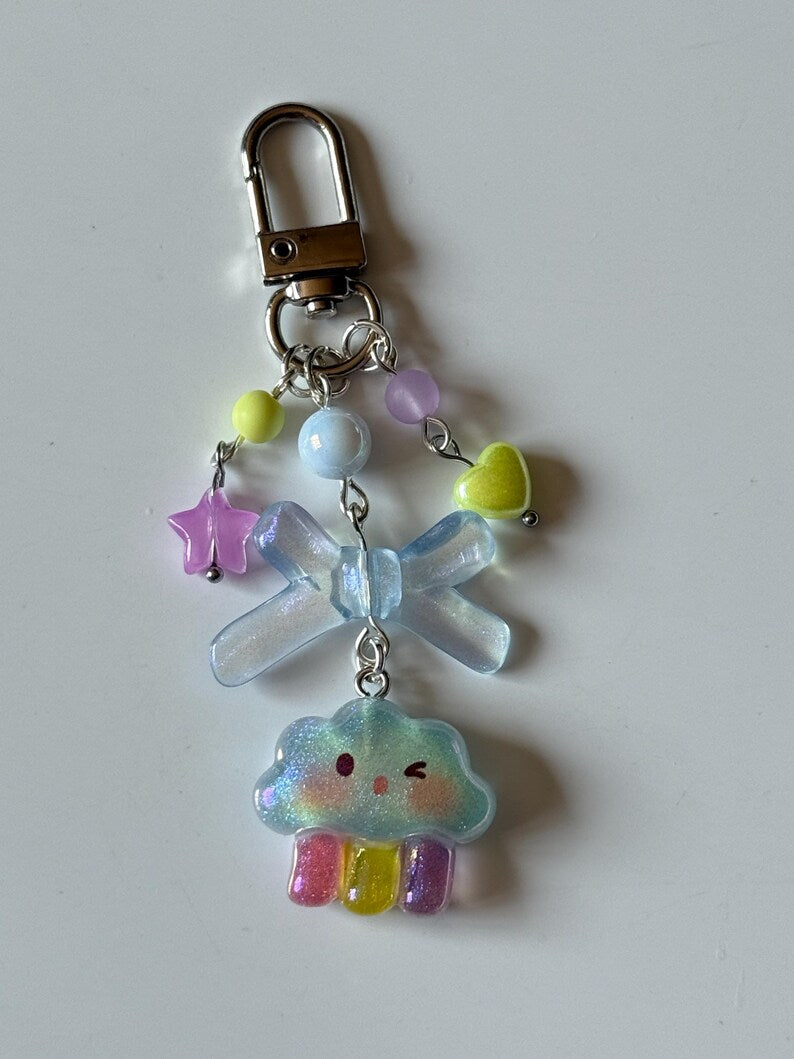 Handmade magical Kawaii keychains, macaron beads, shimmering keychains