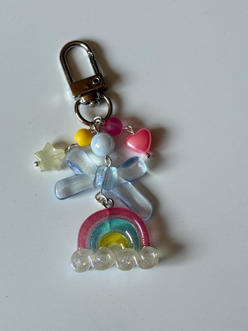 Handmade magical Kawaii keychains, macaron beads, shimmering keychains