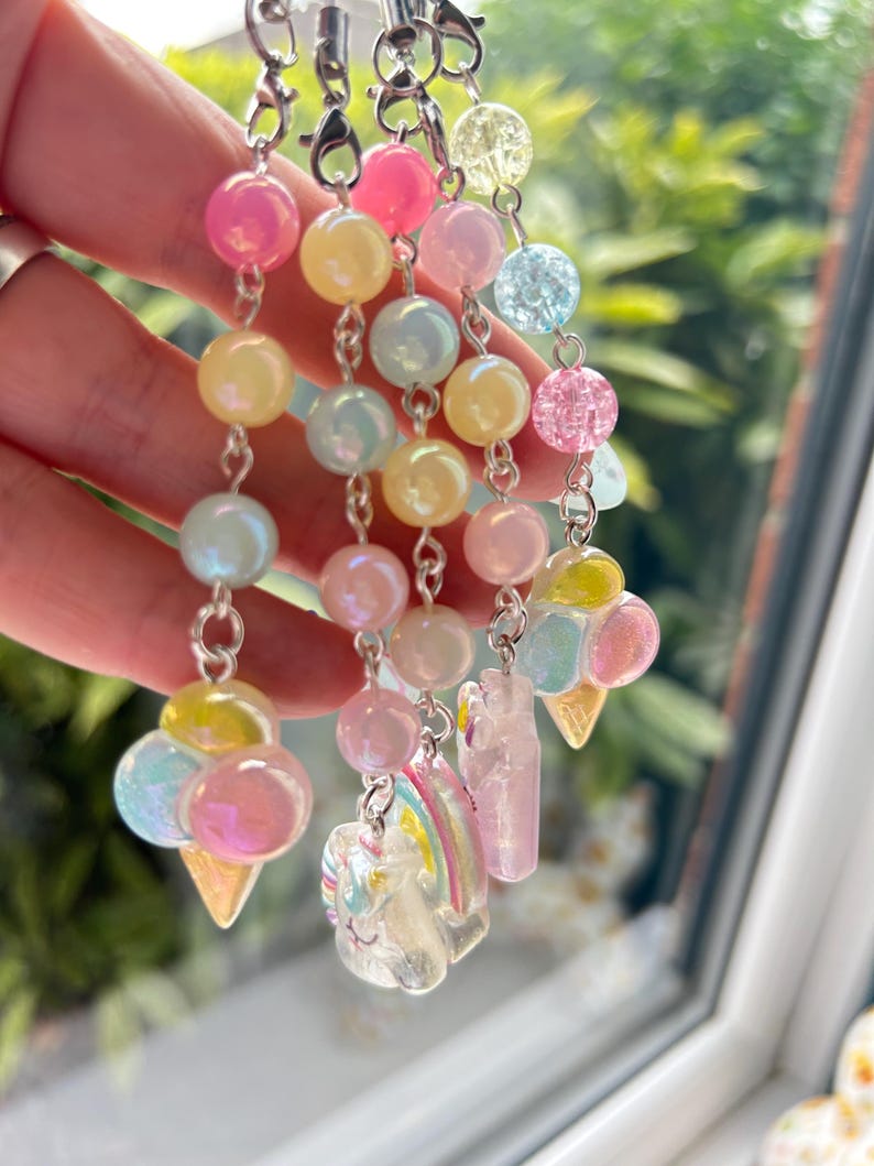 HANDMADE Kawaii Pastel Phone charms , beaded accessories, aesthetic, pastel phone charm, Y2k, cutecore