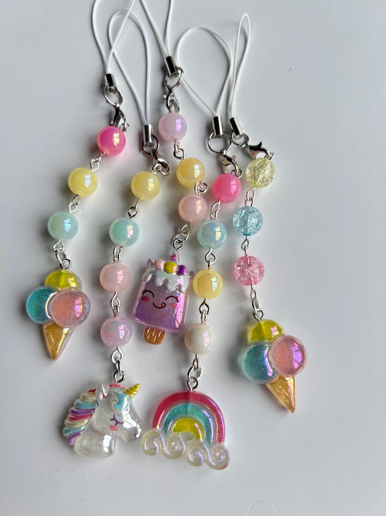 HANDMADE Kawaii Pastel Phone charms , beaded accessories, aesthetic, pastel phone charm, Y2k, cutecore