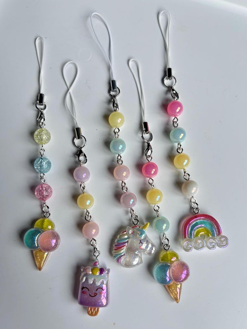 HANDMADE Kawaii Pastel Phone charms , beaded accessories, aesthetic, pastel phone charm, Y2k, cutecore