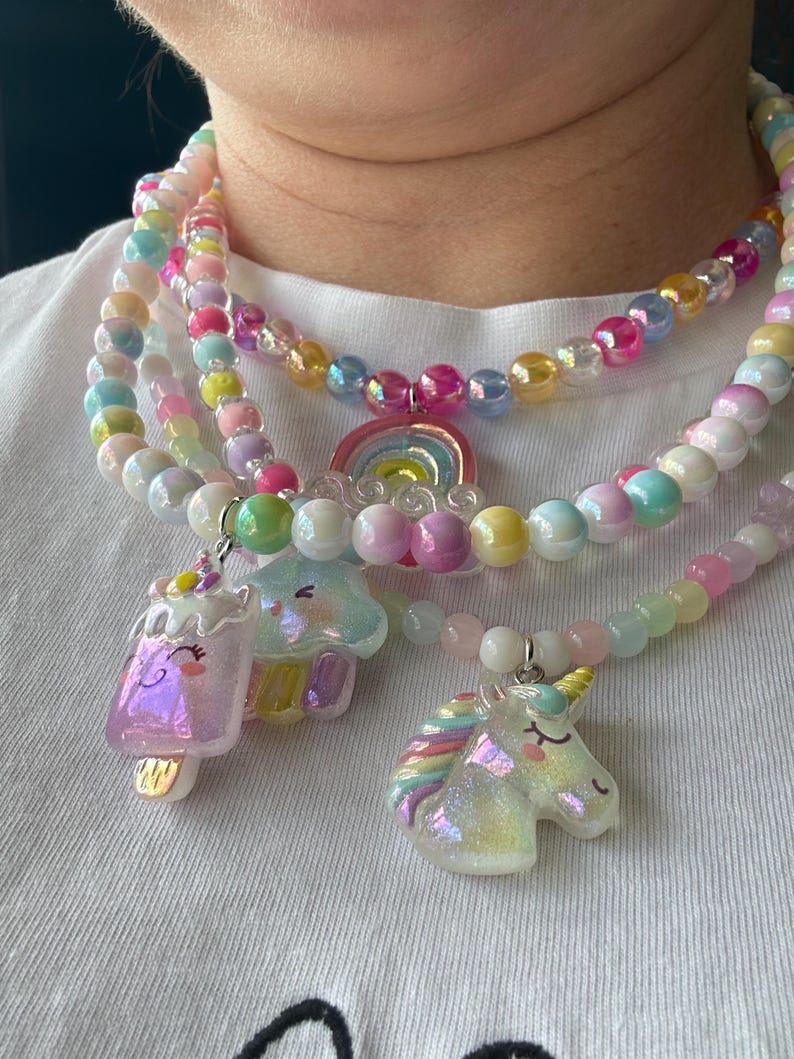 Cute Handmade Kawaii Pastel necklaces, acrylic beads, cute core, beaded jewelry