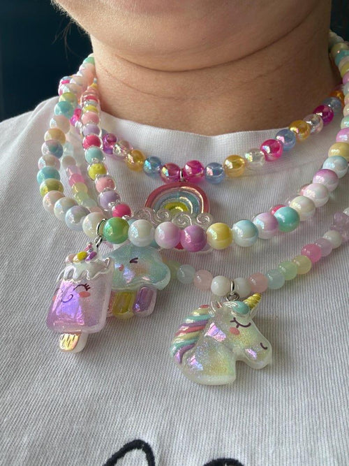 Cute Handmade Kawaii Pastel necklaces, acrylic beads, cute core, beaded jewelry - Beadsbylillixx