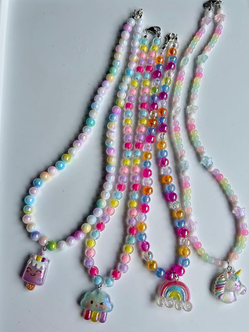 Cute Handmade Kawaii Pastel necklaces, acrylic beads, cute core, beaded jewelry