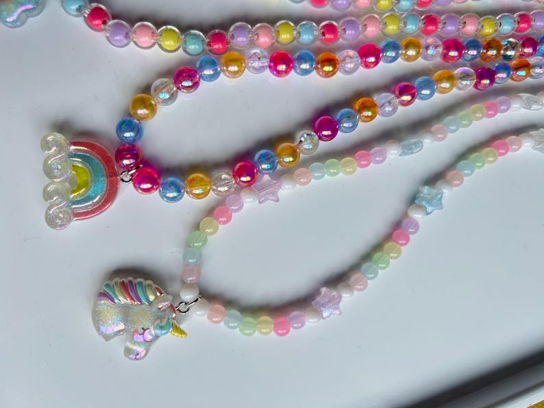 Cute Handmade Kawaii Pastel necklaces, acrylic beads, cute core, beaded jewelry