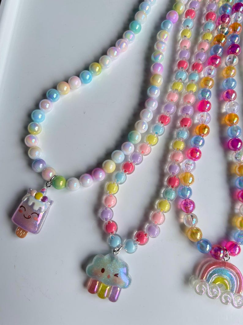 Cute Handmade Kawaii Pastel necklaces, acrylic beads, cute core, beaded jewelry