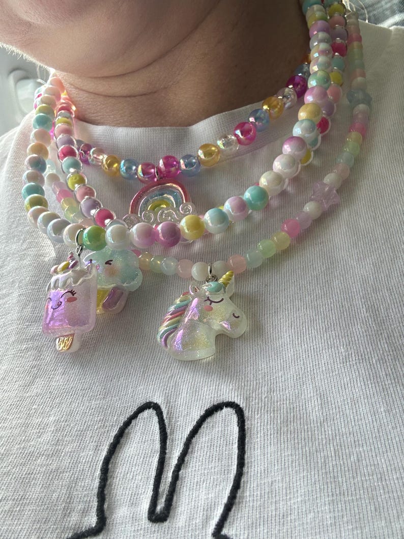 Cute Handmade Kawaii Pastel necklaces, acrylic beads, cute core, beaded jewelry
