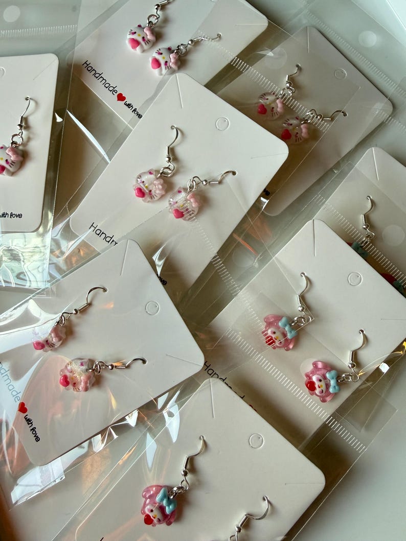 Handmade Mini Sanrio heart Themed Sterling Silver Earrings