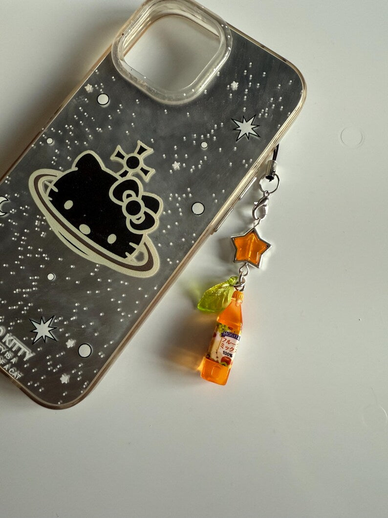 Handmade Kawaii Juice Bottle Phone Charm: Beaded Korean Style, soda charm