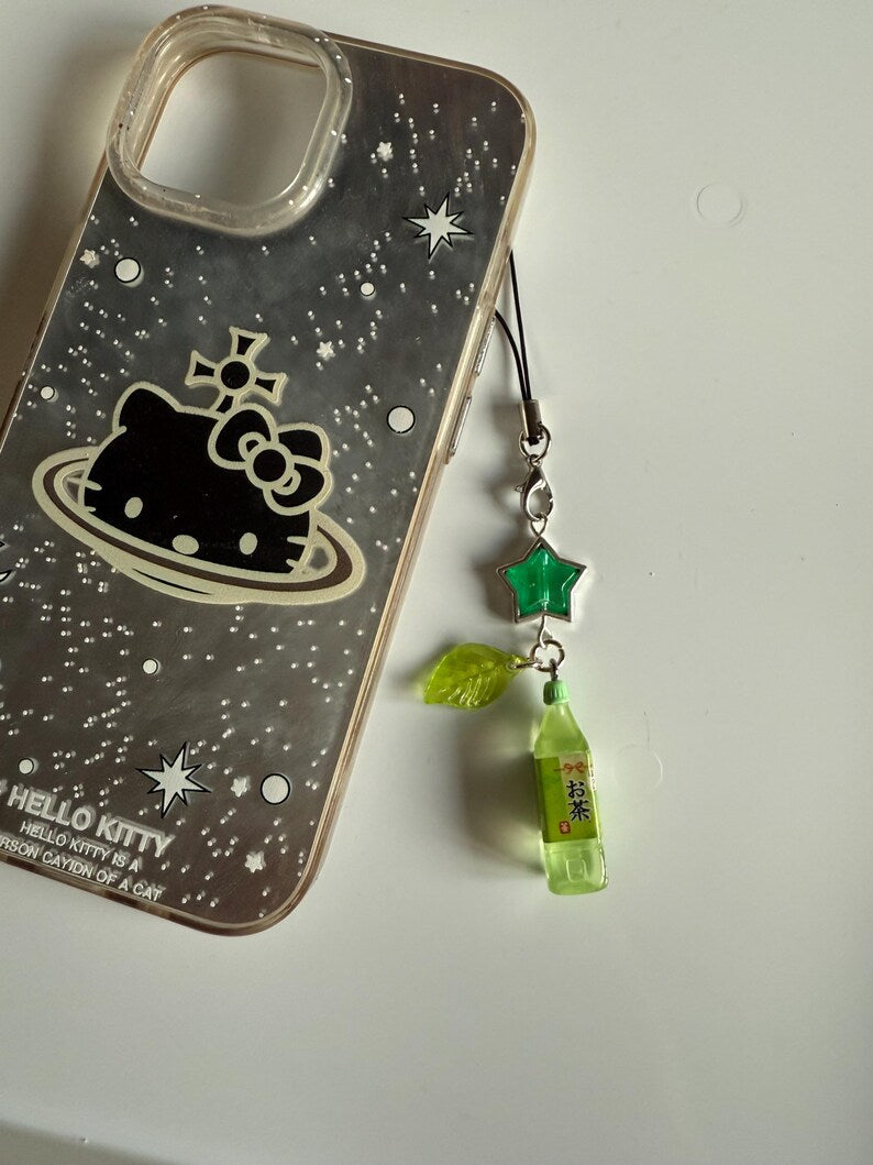 Handmade Kawaii Juice Bottle Phone Charm: Beaded Korean Style, soda charm