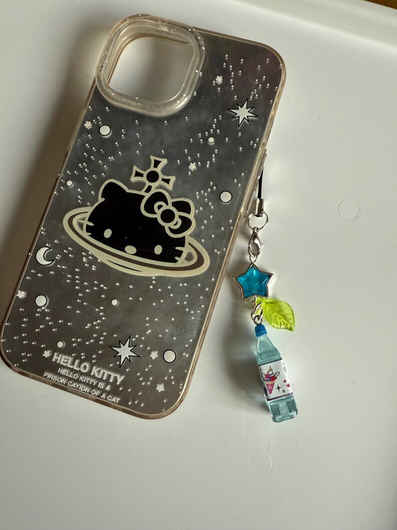 Handmade Kawaii Juice Bottle Phone Charm: Beaded Korean Style, soda charm
