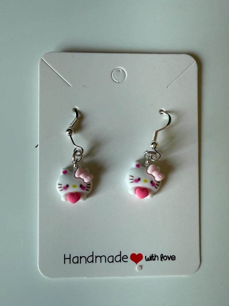 Handmade Mini Sanrio heart Themed Sterling Silver Earrings
