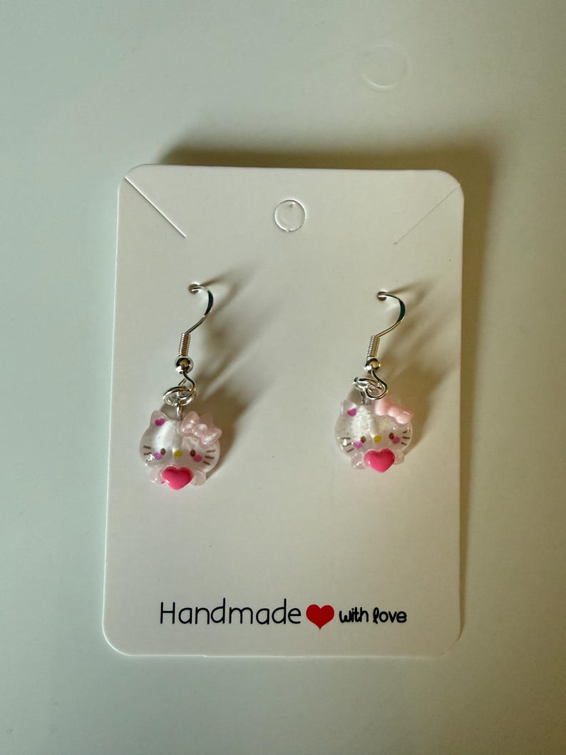 Handmade Mini Sanrio heart Themed Sterling Silver Earrings
