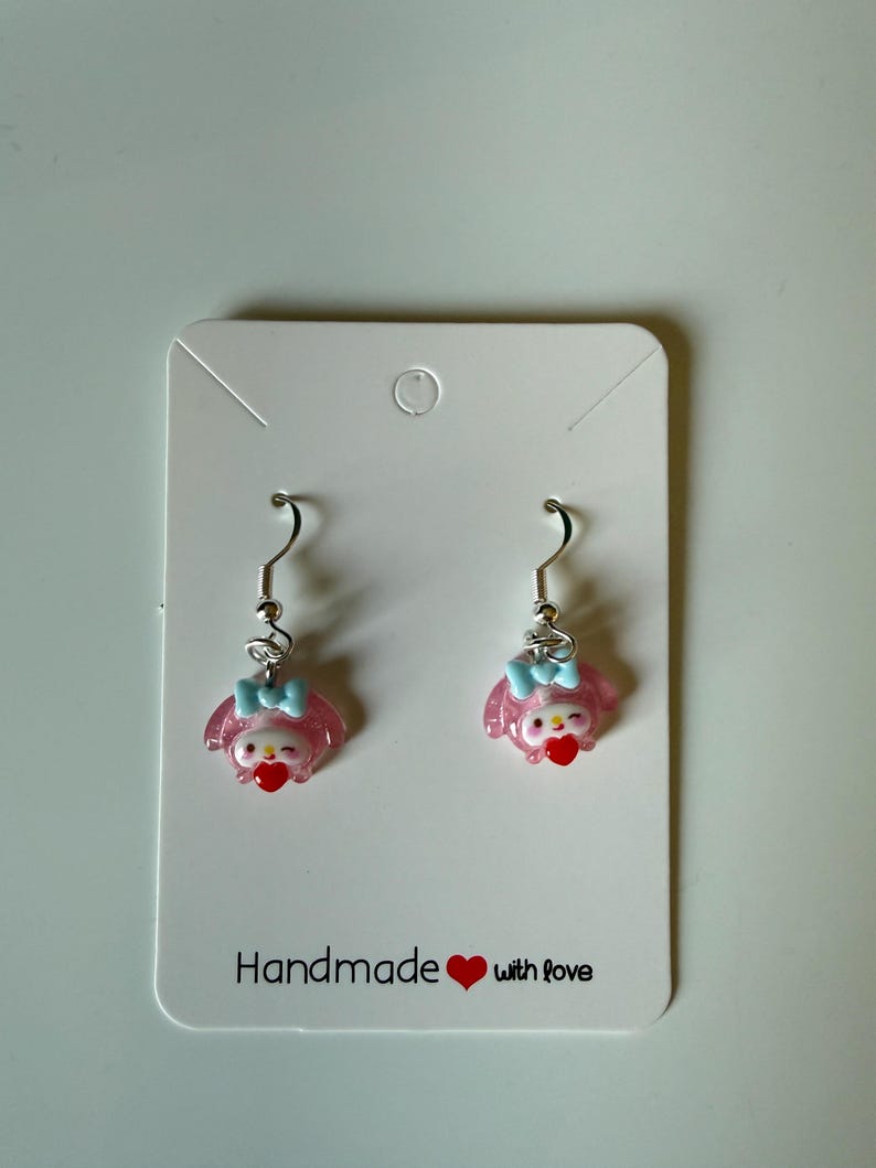 Handmade Mini Sanrio heart Themed Sterling Silver Earrings