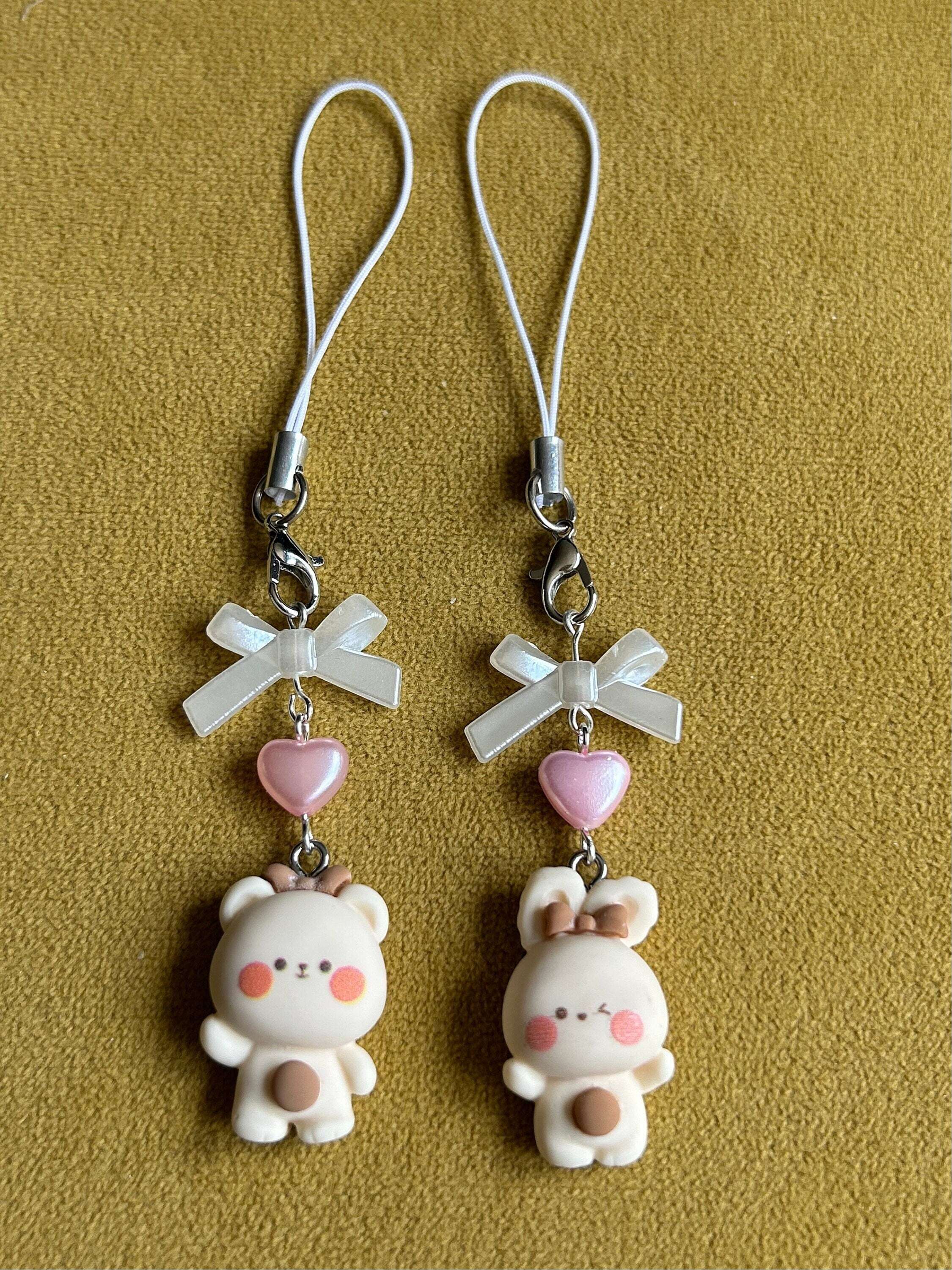 HANDMADE Cute Kawaii Choco Bunny and Bears Phone Charms Vanilla Belly Bear