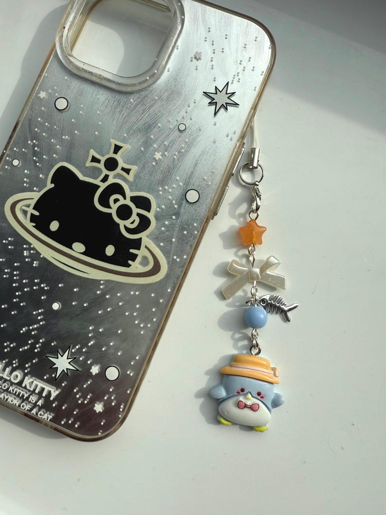 Handmade TuxedoSam Phone Charm: Kawaii Pastel Beaded Jewelry. sanriocore