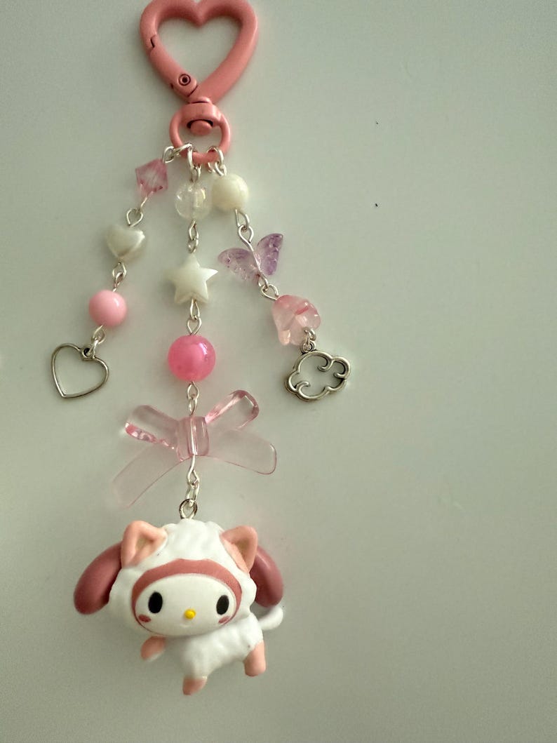 Handmade Sanrio Gashapon machine Keychains, beaded keyring, sanriocore