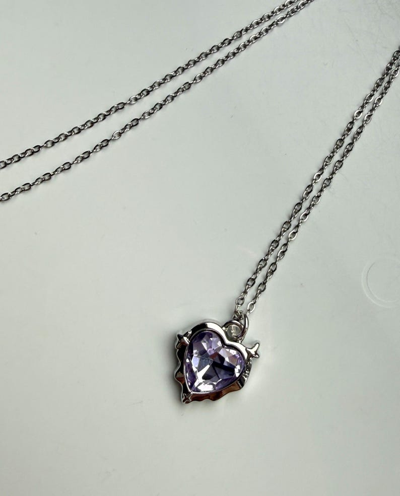 Handmade Fairy Whimsical Purple Gem Necklace 17”