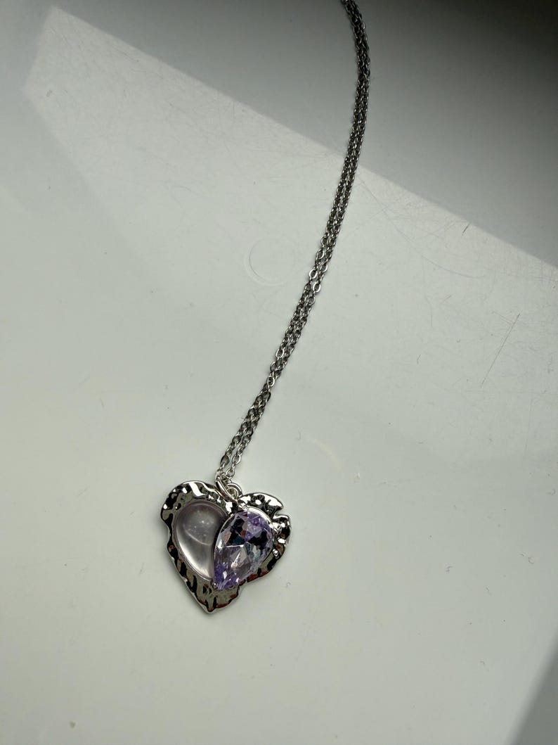 Handmade Fairy Whimsical Purple Gem Necklace 17”