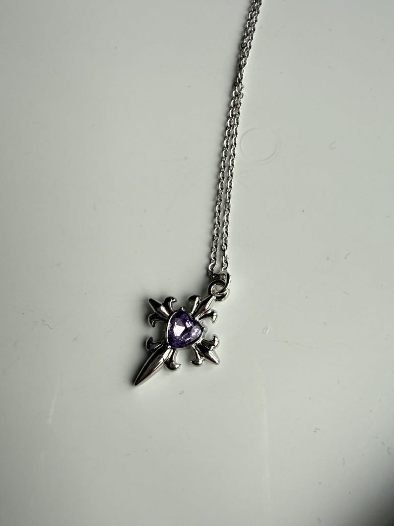 Handmade Fairy Whimsical Purple Gem Necklace 17”