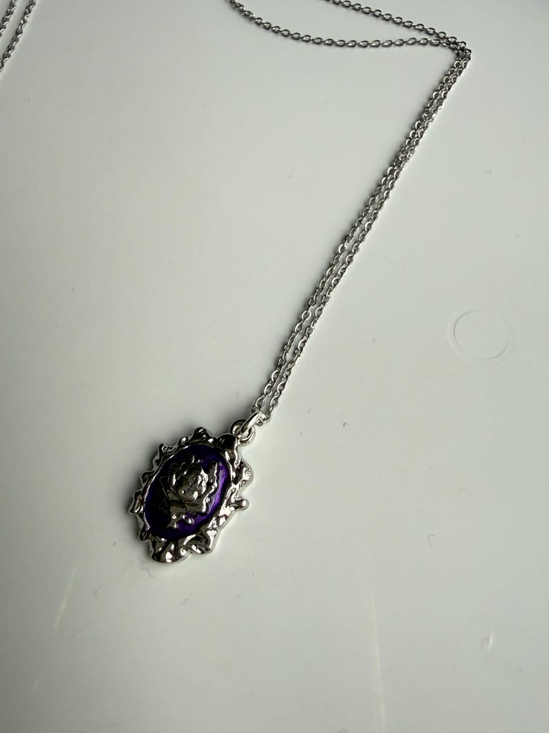 Handmade Fairy Whimsical Purple Gem Necklace 17”