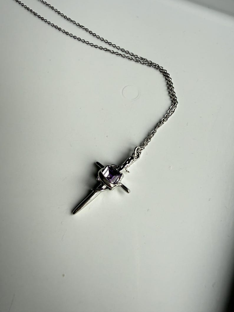 Handmade Fairy Whimsical Purple Gem Necklace 17”