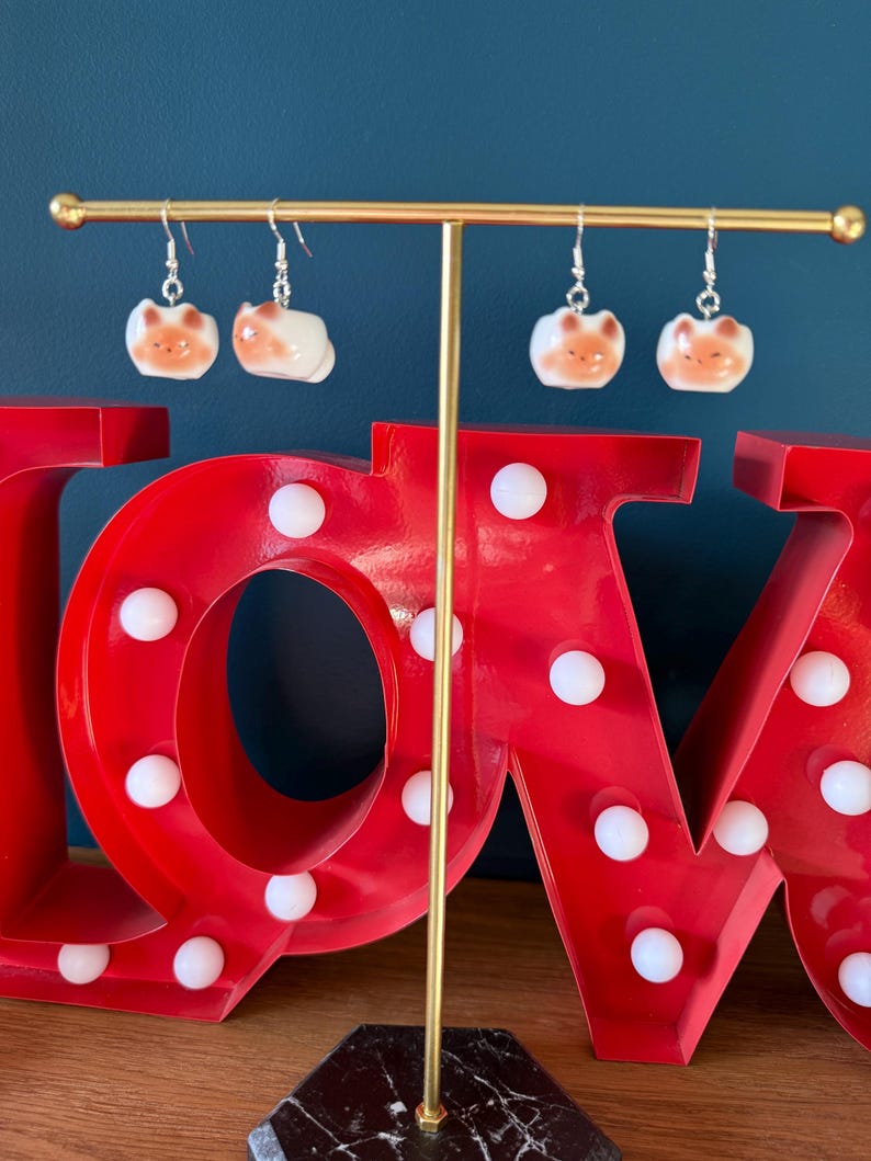 Handmade Kawaii Matcha kitty Earrings – Pastel Green, Y2K Style