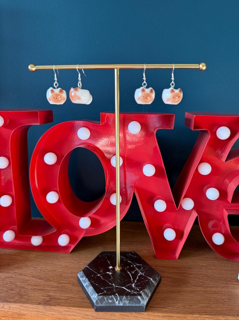 Handmade Kawaii Matcha kitty Earrings – Pastel Green, Y2K Style