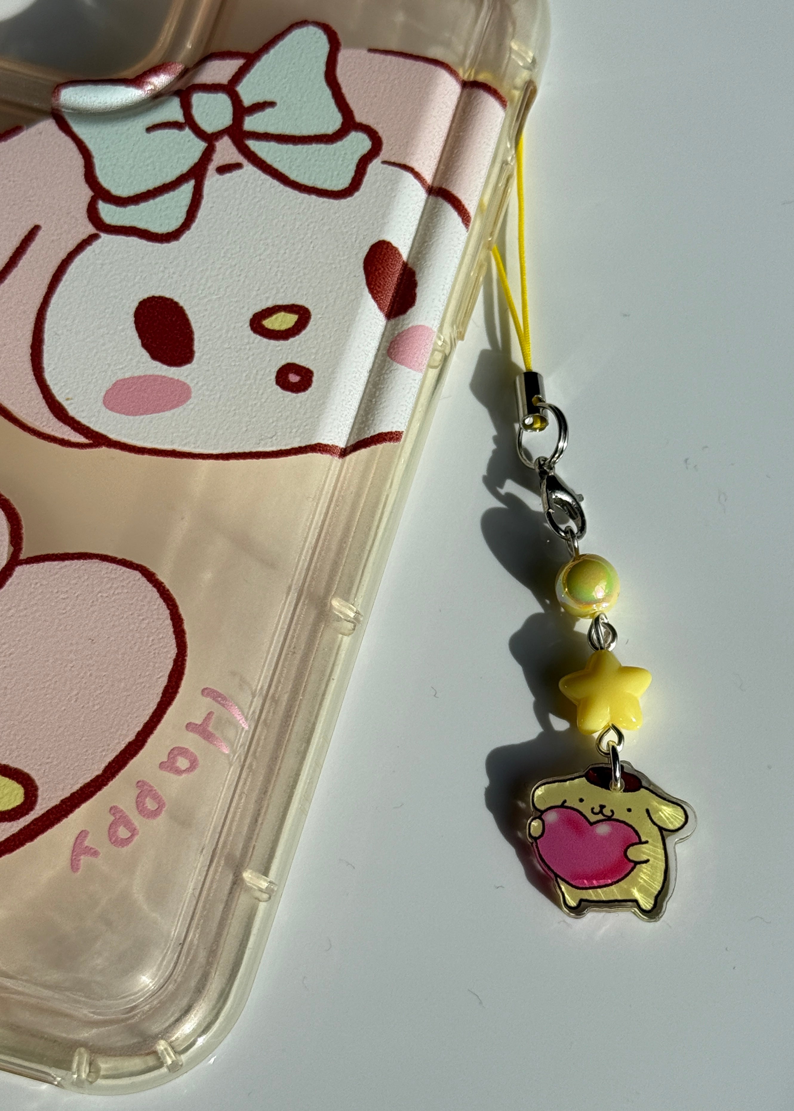 Pompompurin Phone Charm | Kawaii Beaded Phone Strap, Cute Pastel Bag Charm