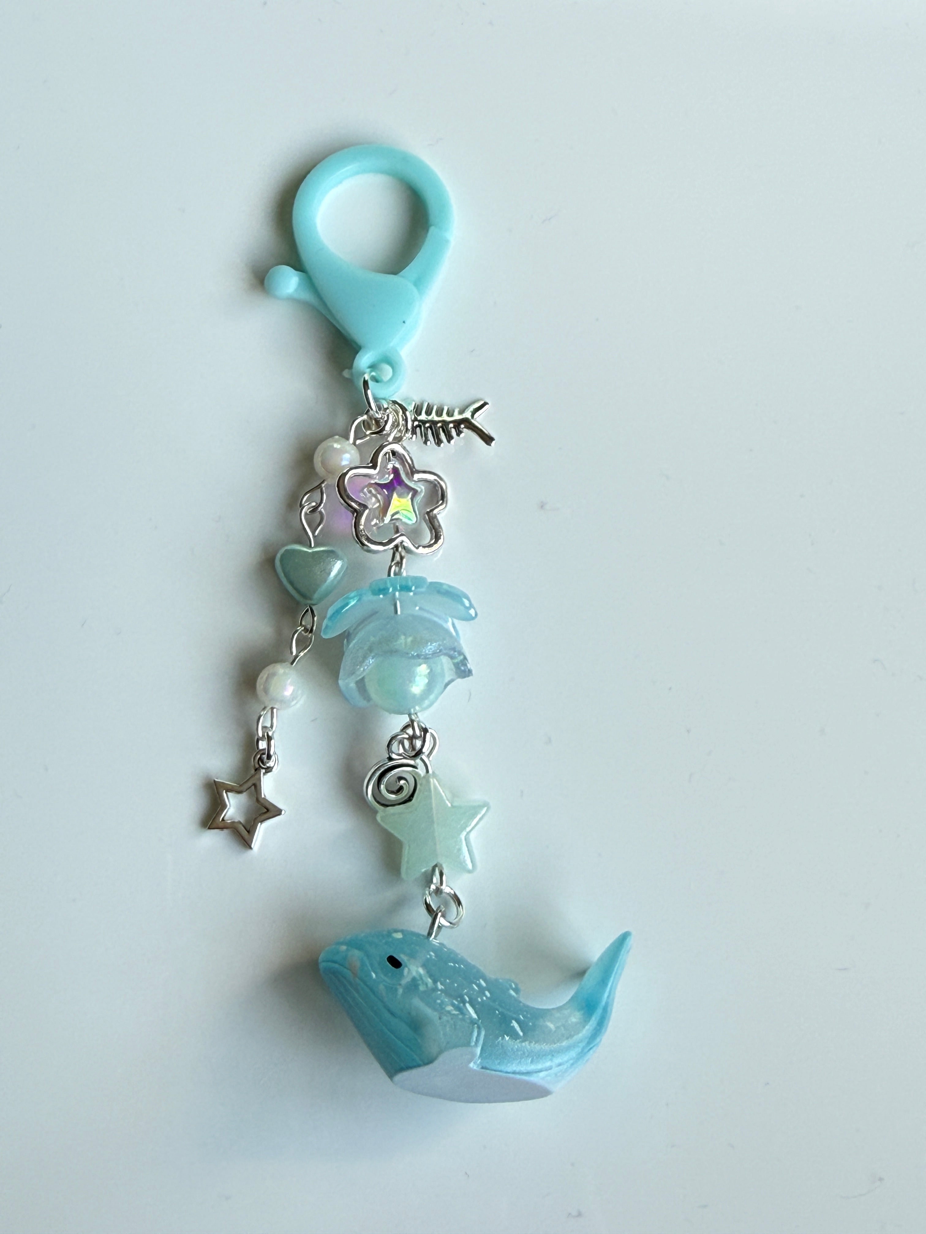 Ocean Friends Kawaii Keychain Collection – Pastel Sea Creature Bag Charms, Handmade Cute Whale, Narwhal Keychains