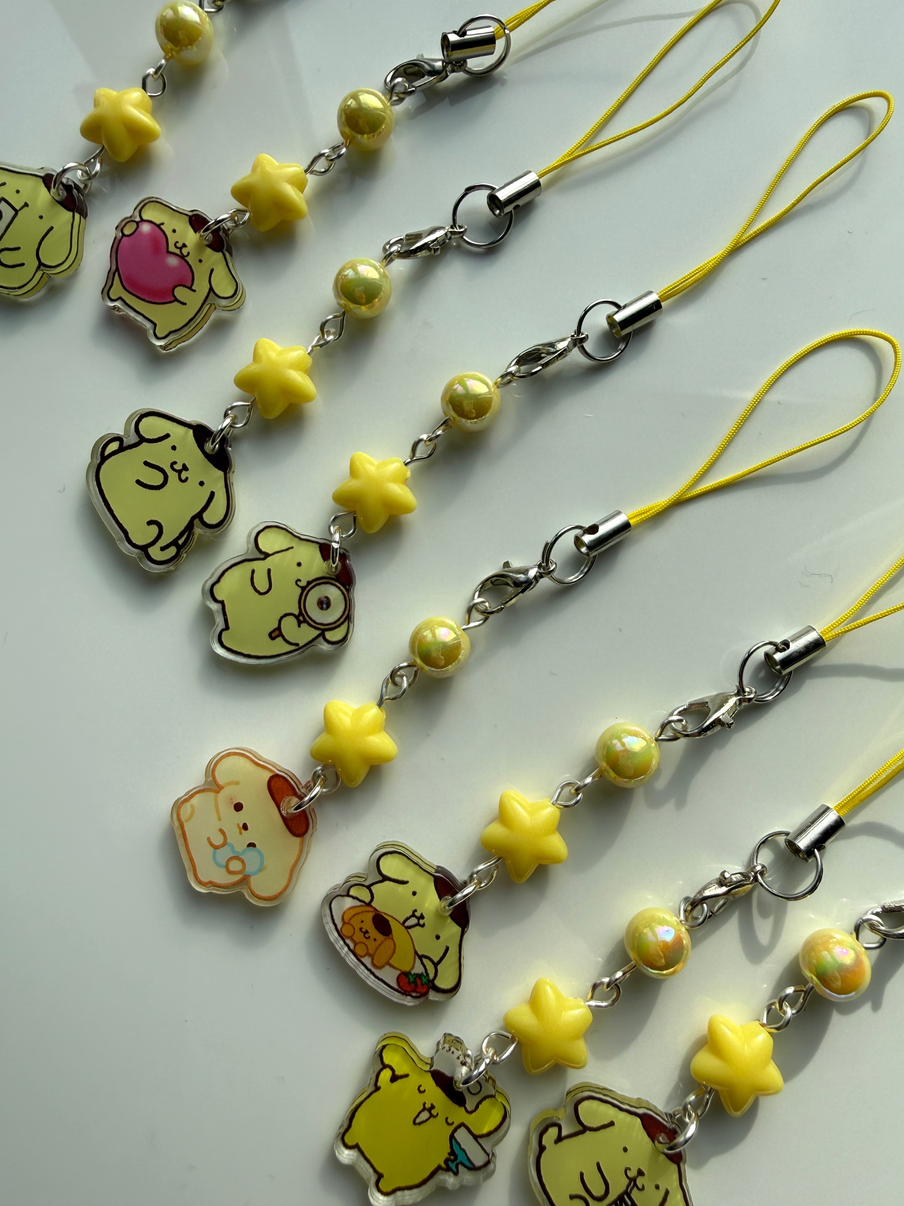 Pompompurin Phone Charm | Kawaii Beaded Phone Strap, Cute Pastel Bag Charm