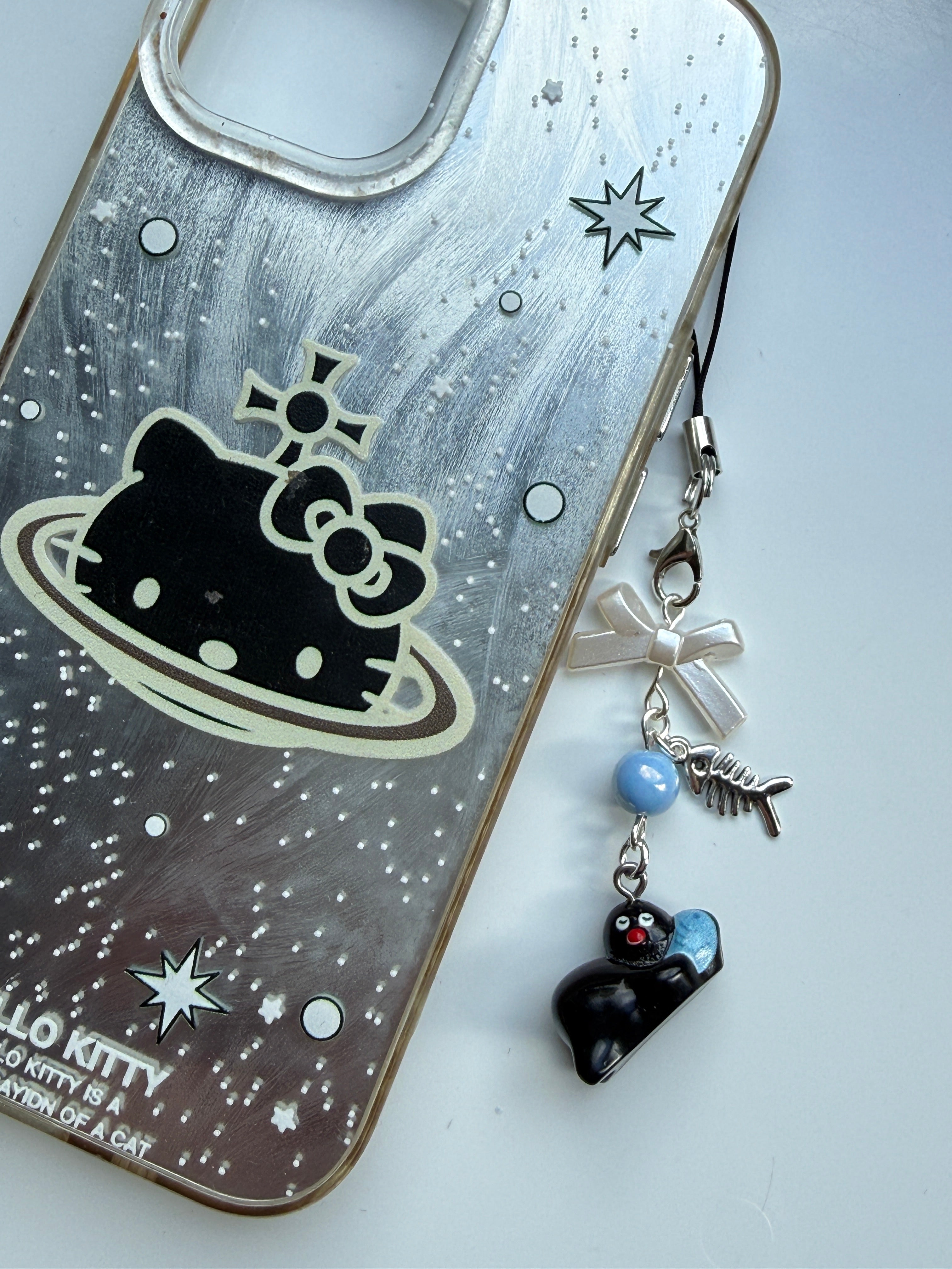 Handmade Pingu and Fish Inspired Phone Charm – Kawaii Y2K Mobile Strap