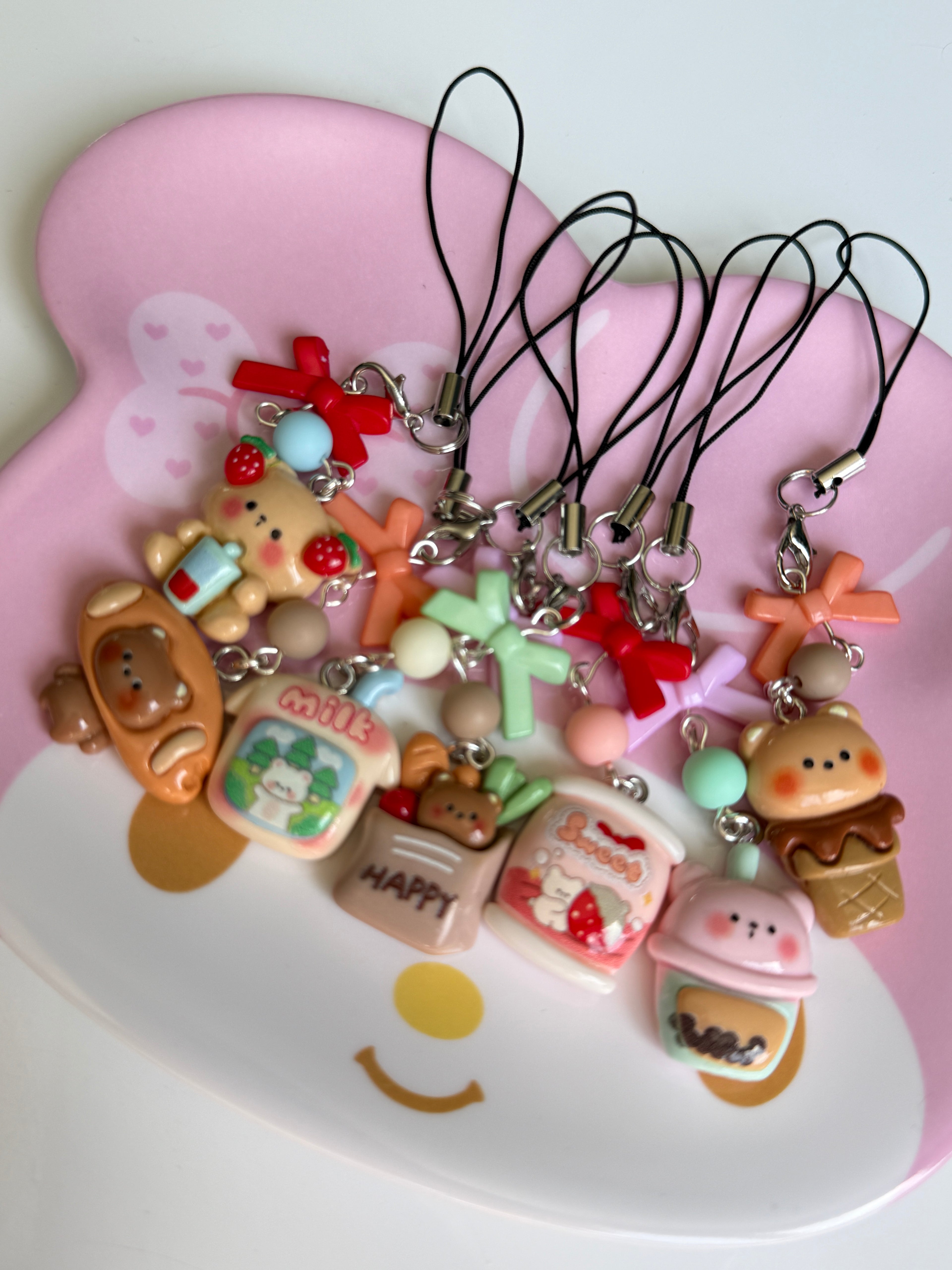 Handmade Cute Kawaii Snack Time bear Phone Charms