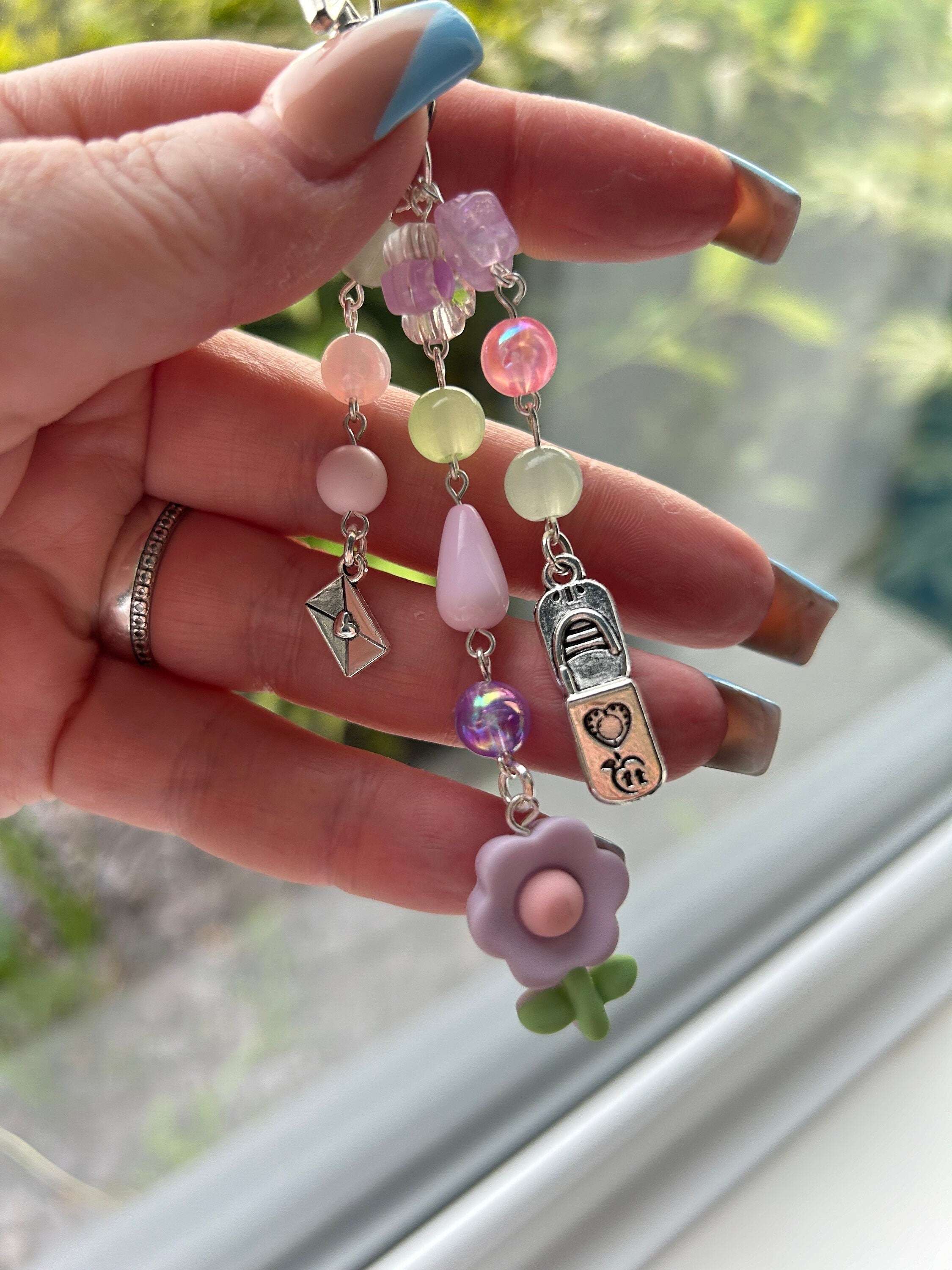 HANDMADE Cute Kawaii Lilac Flower Keychain