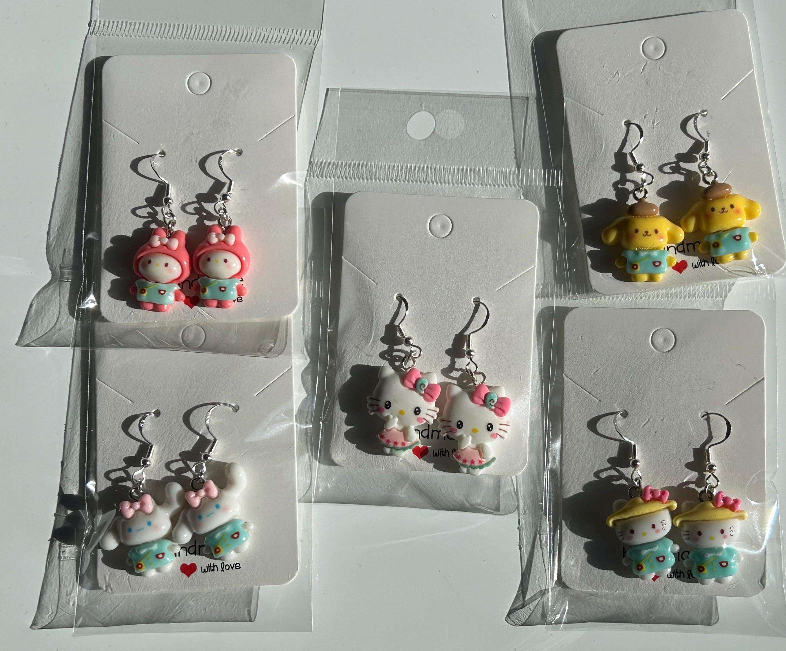 Handmade Cute Sanrio Spring Themed Charm Sterling Silver Earrings