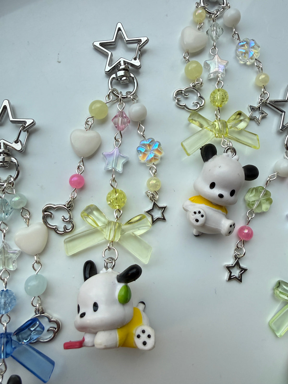 Kawaii Pochacco Beaded Keychain 🎀⭐ | Pastel Bow Bag Charm