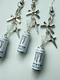 Mini Energy Drink Can Phone Charm  Handmade Mini Can Phone Strap | Kawaii Y2K Accessory | Cute Bag Charm | White & Silver