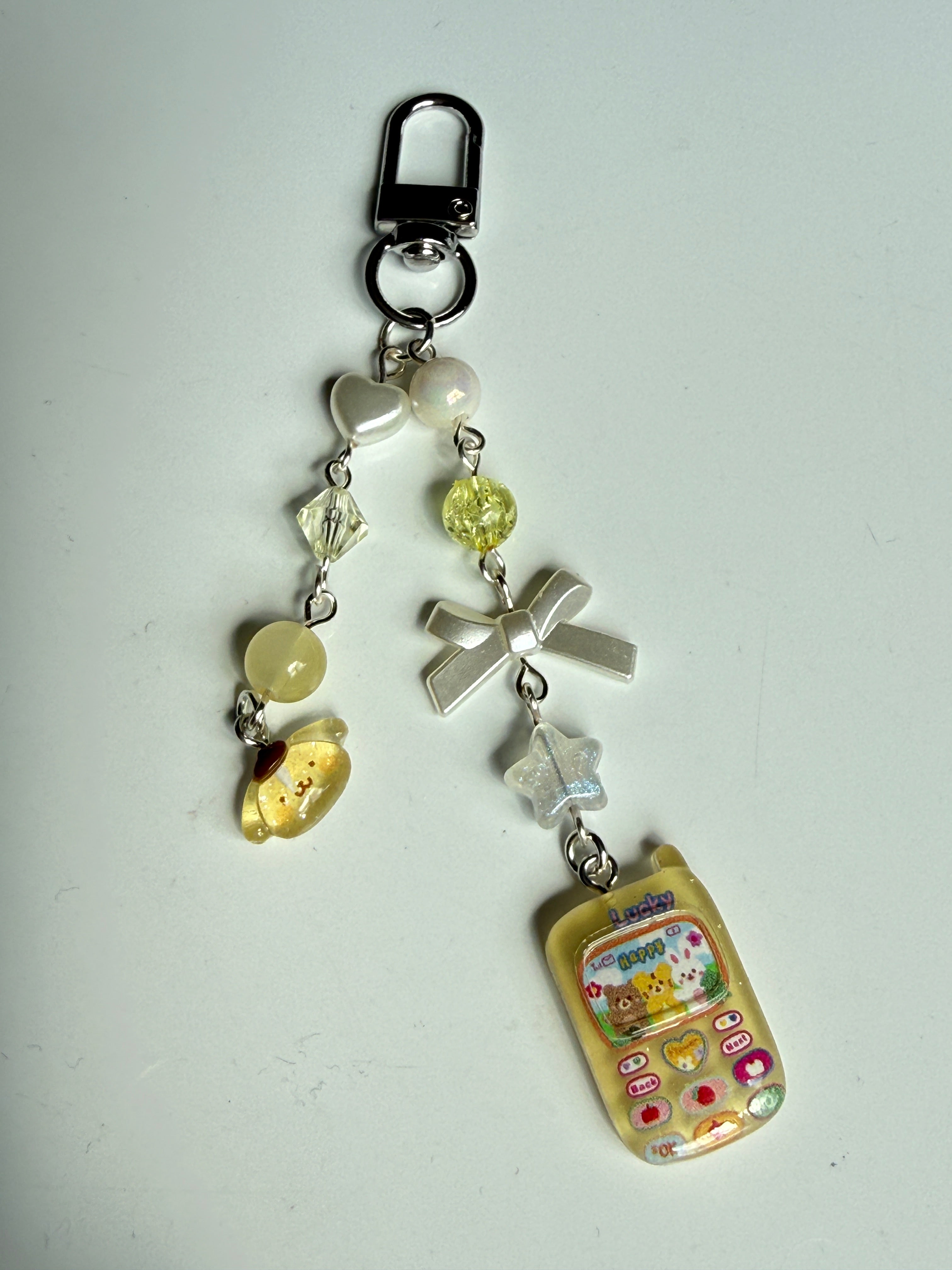 Kawaii Sanrio Style Phone Keychain Charm Y2K Beaded Mobile Phone Charm | Cute Pastel Bag Charm | Handmade Gift