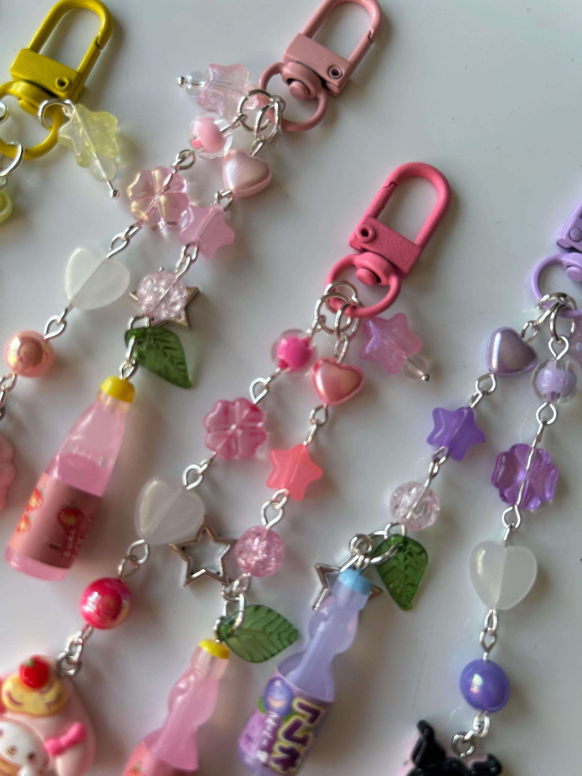 HANDMADE Kawaii Cute Sanrio Desserts Ramune Drink Bottle Keychains