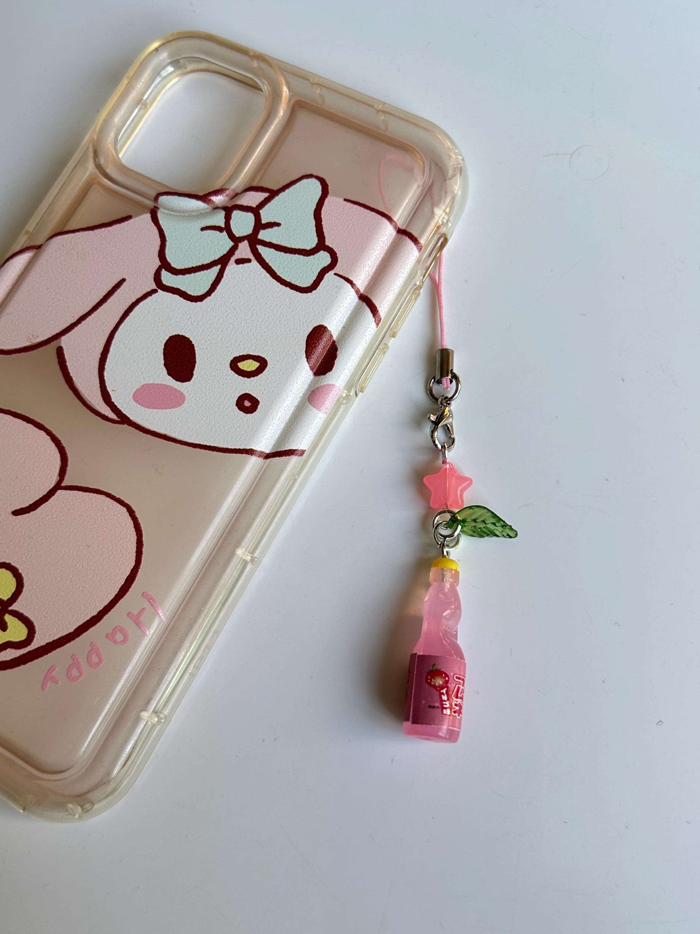 HANDMADE Kawaii Cute Ramune Bottle Phone Charms Strawberry