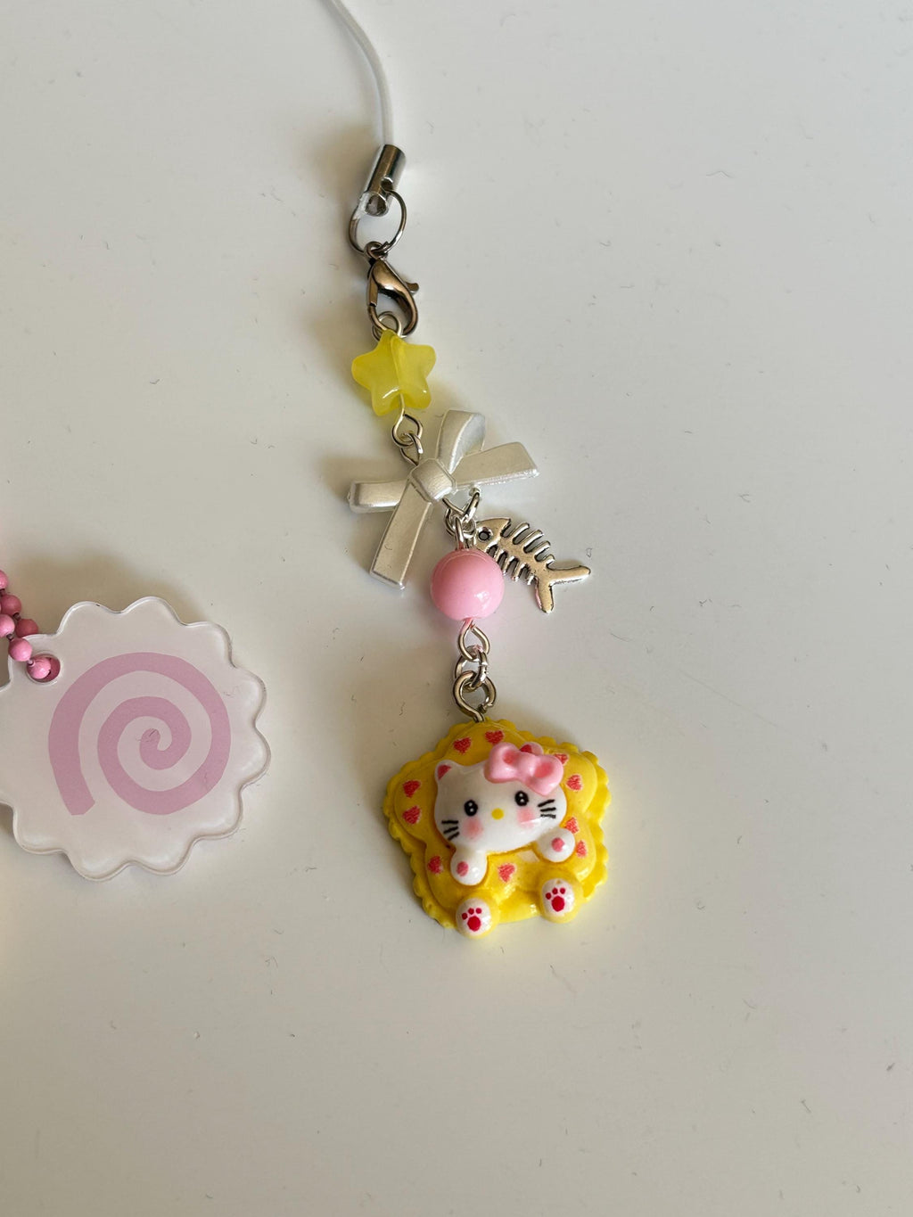 HANDMADE Cute Hello Kitty Cookie Themed Phone Charms and Matching Keychains