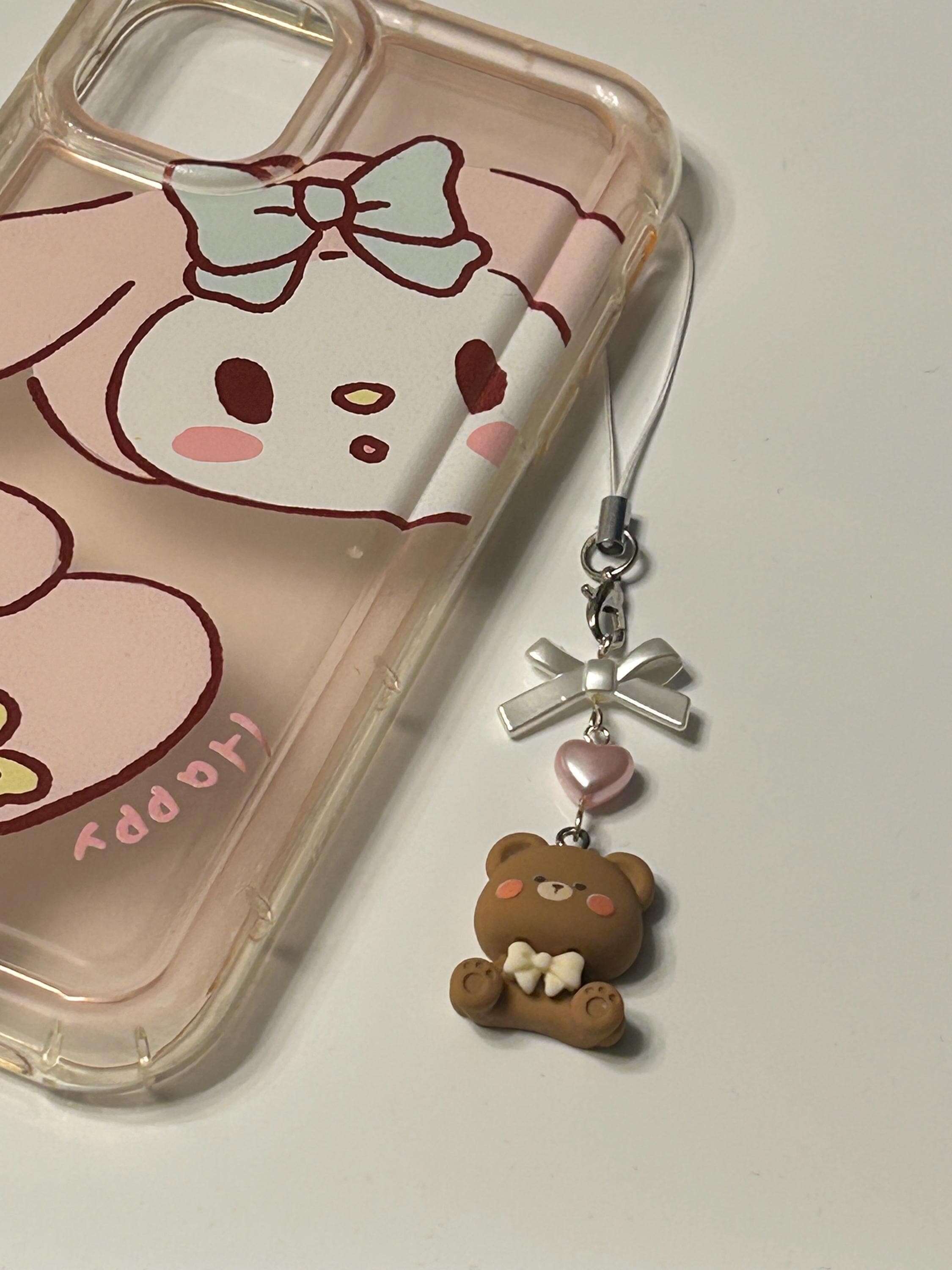 HANDMADE Cute Kawaii Choco Bunny and Bears Phone Charms Choco Bear Cream Bow