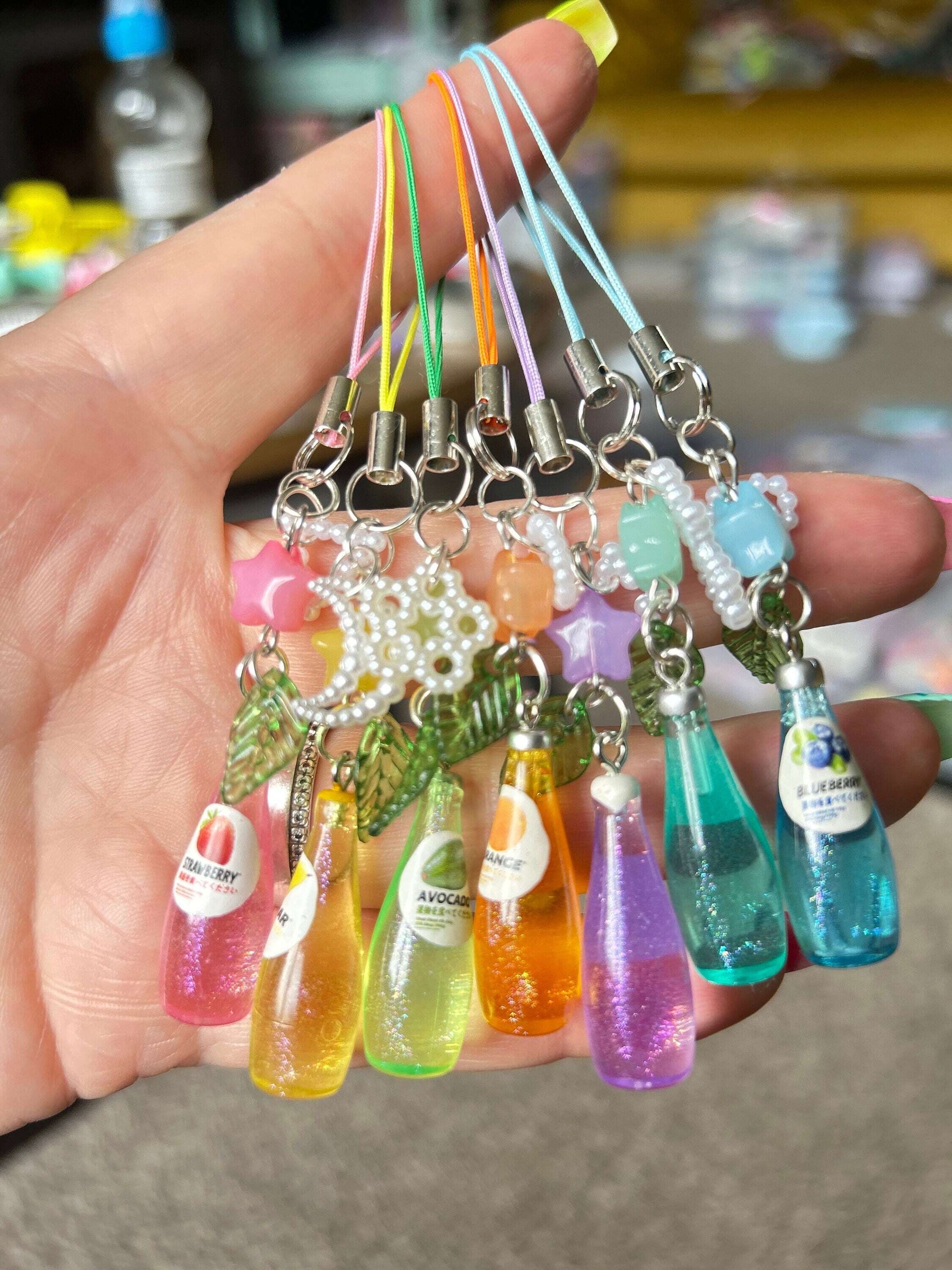 HANDMADE Kawaii Cute Soda Bottle Phone Charms