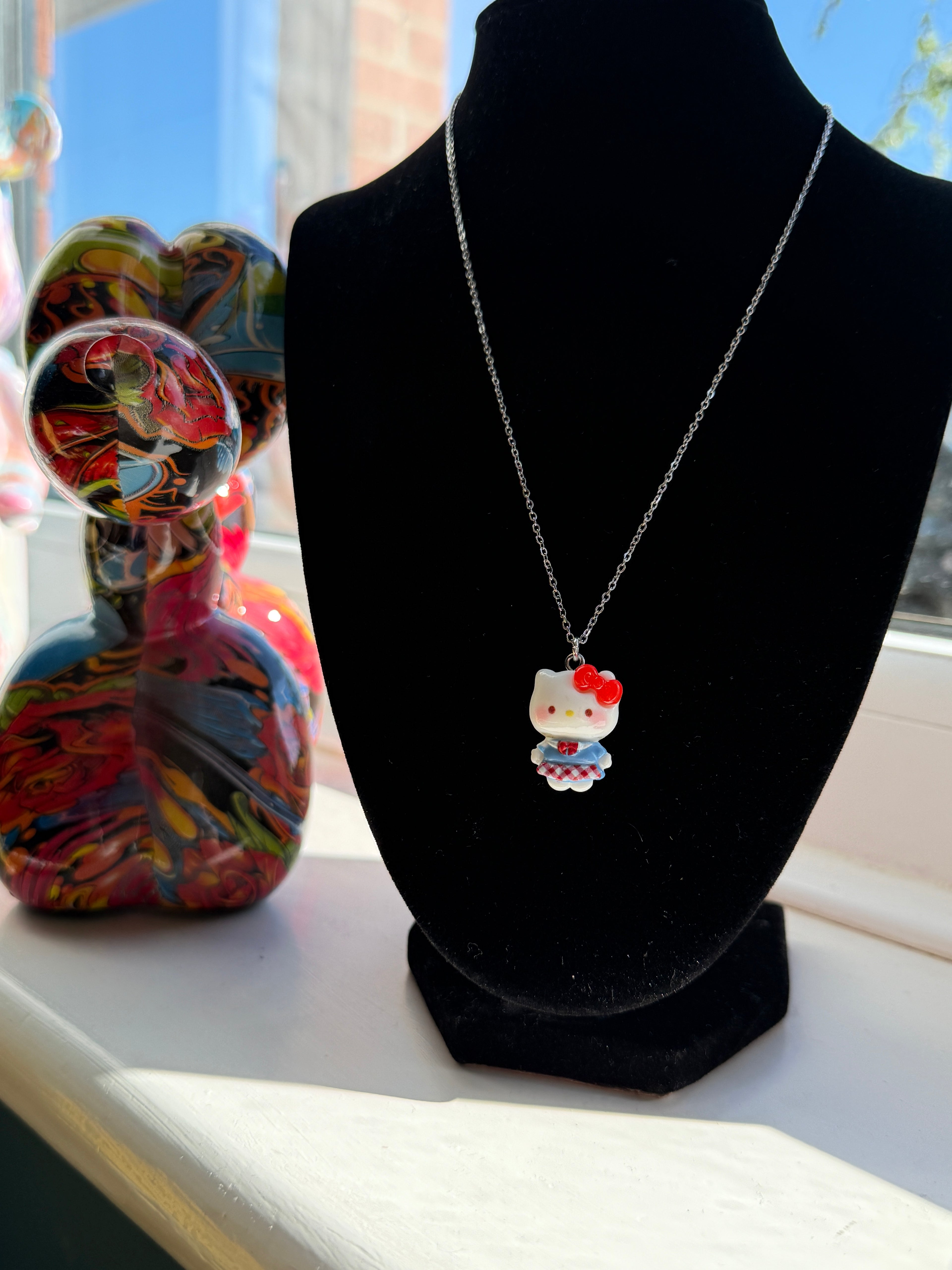 Hello Kitty Inspired Necklaces, Stainless Steel Snake Chain 17.7” | Kawaii Y2K Pendant Necklace