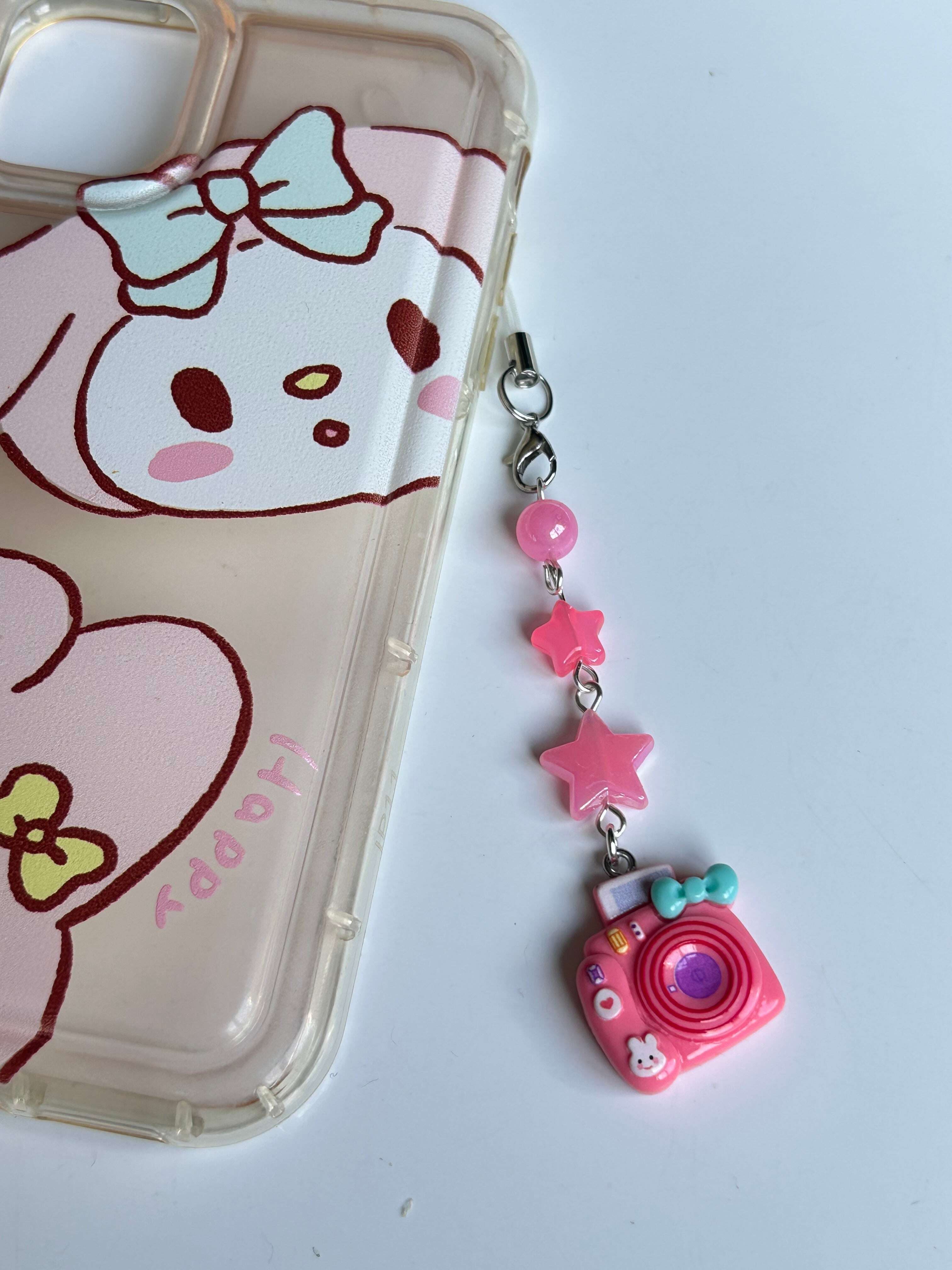 Cute and colourful kawaii Camera Phone charms Dark pink