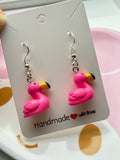 Cute Pink Flamingo Earrings Kawaii Summer Dangles | Pastel Bird Jewellery | Handmade Gift Idea