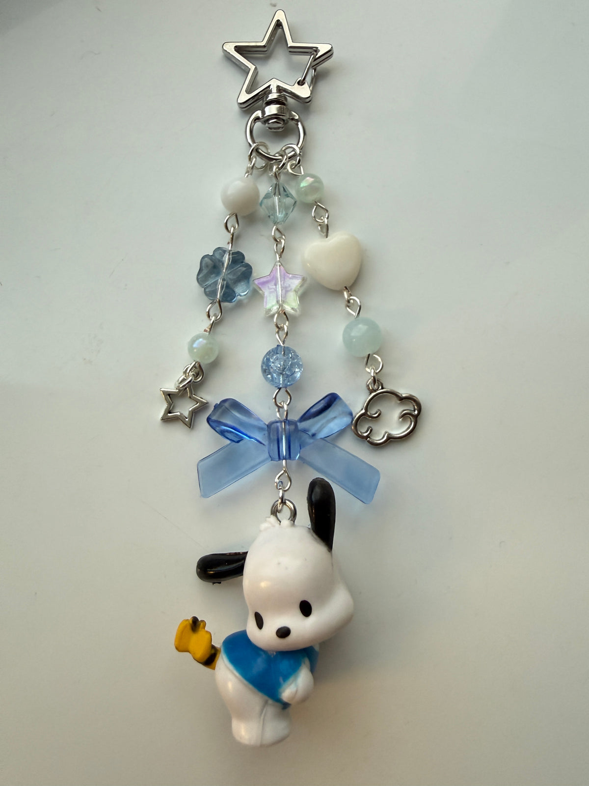 Kawaii Pochacco Beaded Keychain 🎀⭐ | Pastel Bow Bag Charm