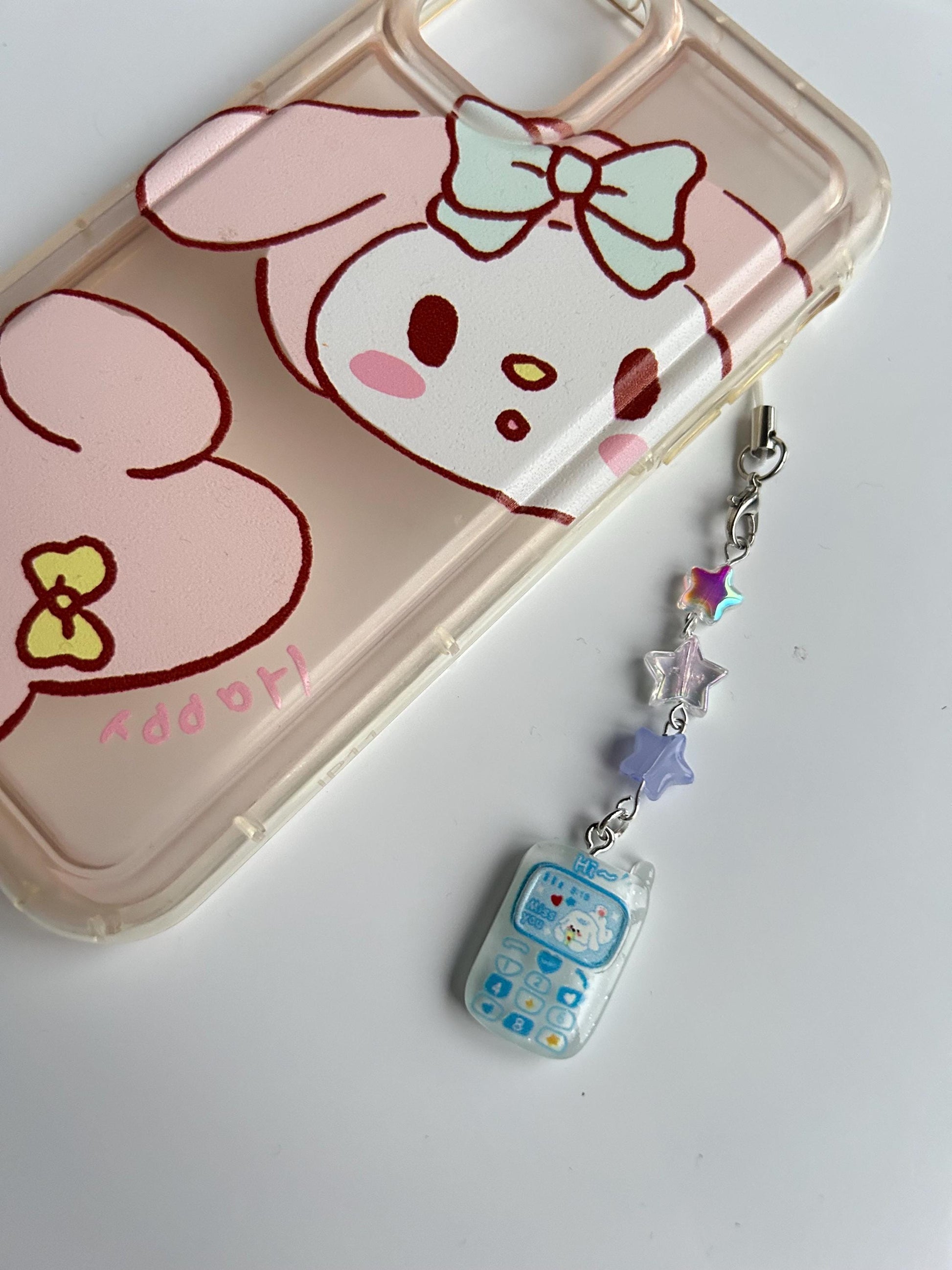 HANDMADE Cute Retro Mobile Phone Charms Blue