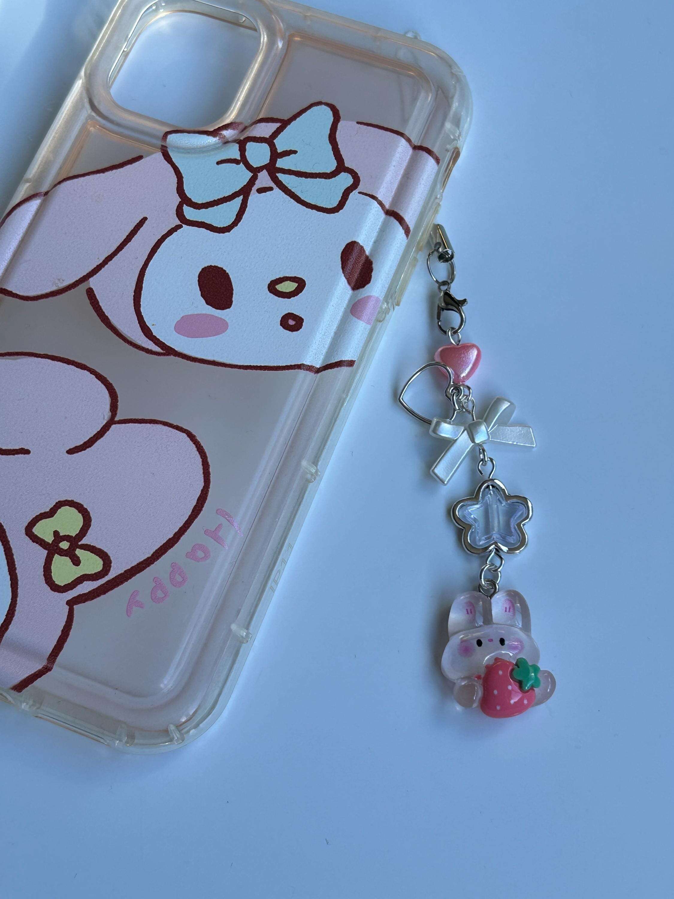 HANDMADE Cute Kawaii Bunny Phone Charms Bunny Hug Clear
